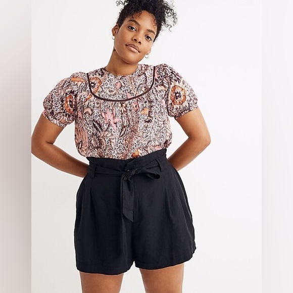 Madewell Linen Blend Size 4 Black Paperbag Shorts - Picture 6 of 6